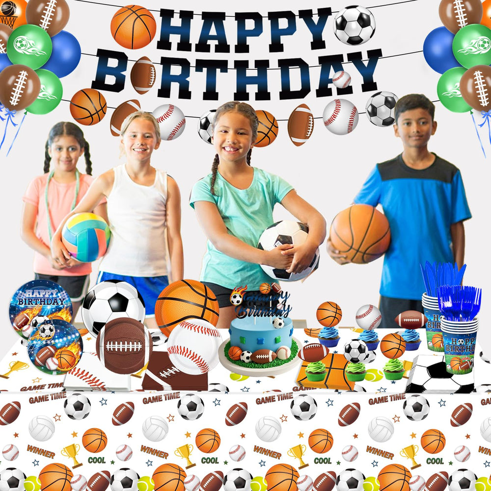 LINHAXM sports party balloons and cake topper for a festive centerpiece