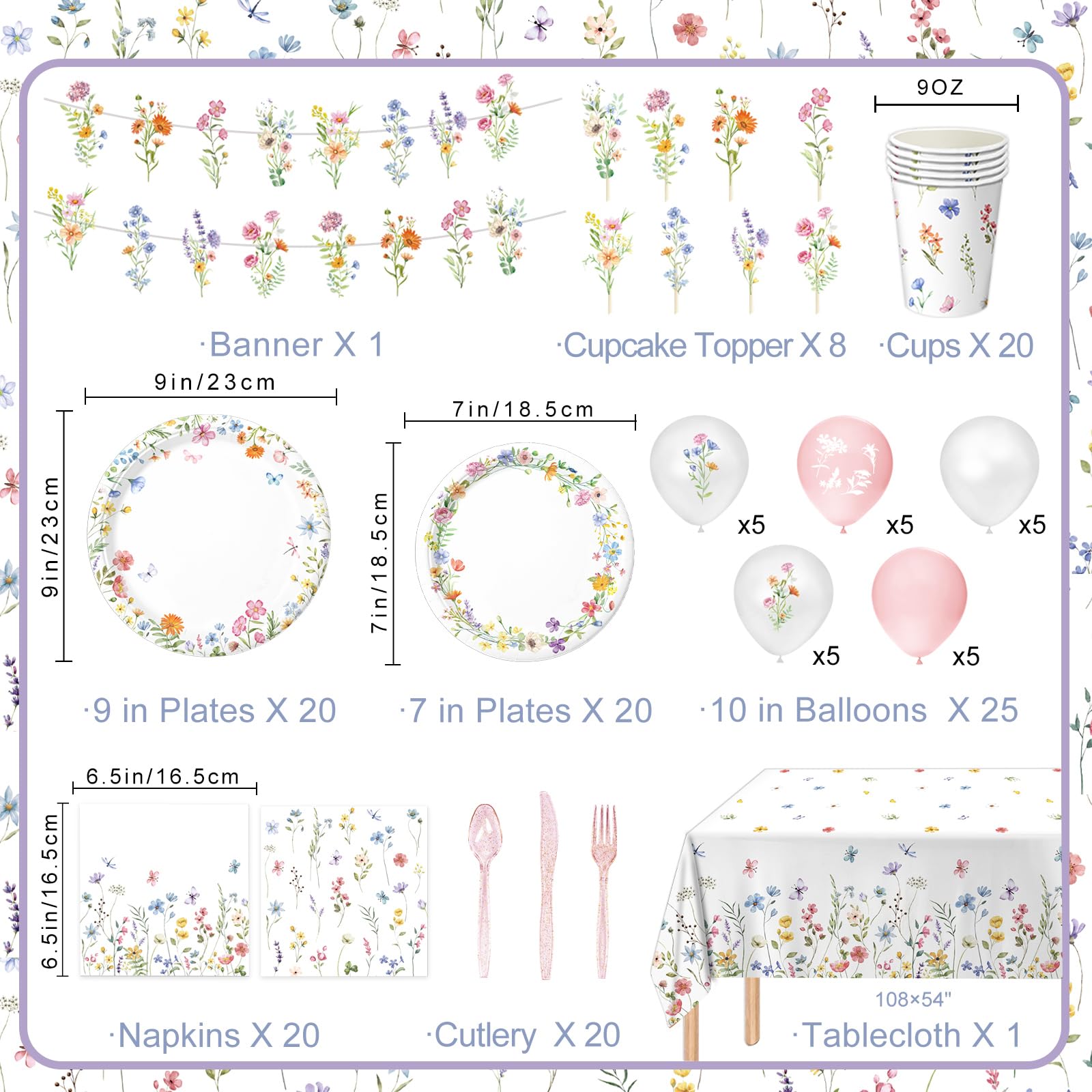 LINHAXM spring wildflower dessert plates 7-inch for easy serving