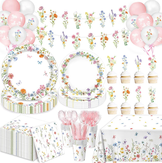 LINHAXM spring wildflower plates 9-inch for vibrant family dining