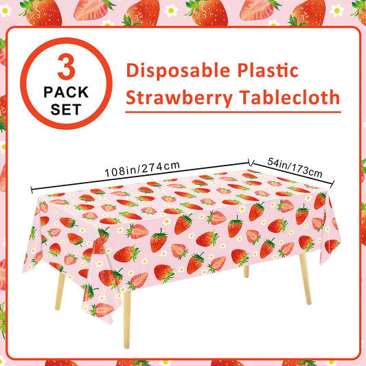 LINHAXM strawberry tablecloth pattern close-up showing berries and flowers