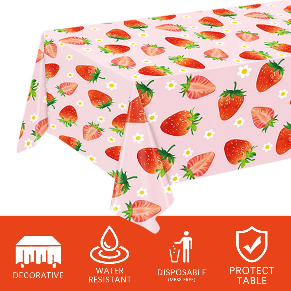 LINHAXM strawberry tablecloth waterproof finish for easy cleanup
