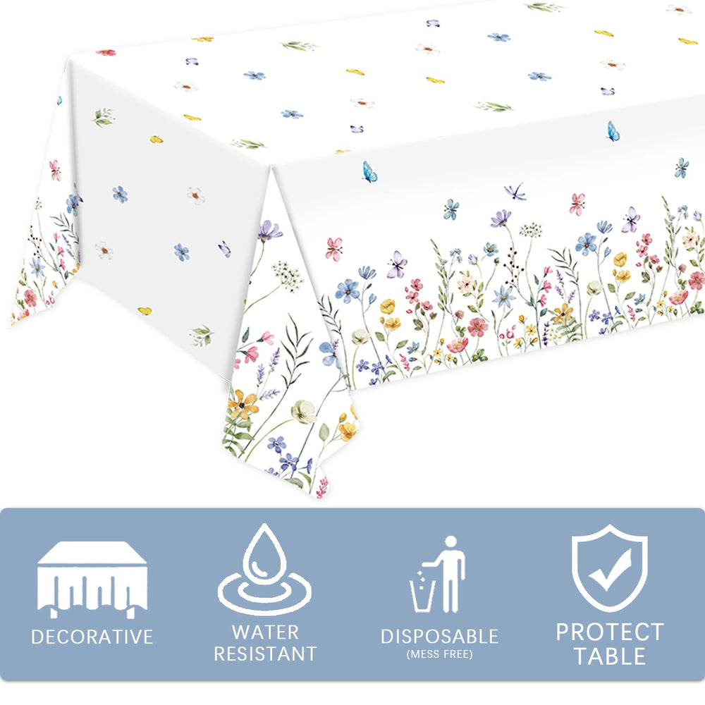 LINHAXM wildflower and butterfly print on tablecloth.