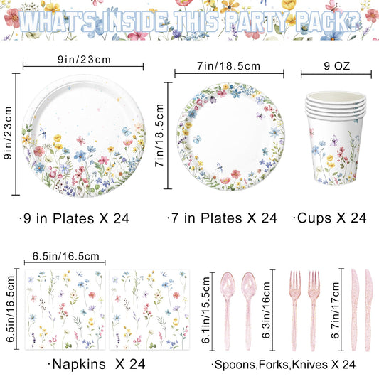 LINHAXM wildflower dessert plates in 7-inch size for sweet treats and charming flair