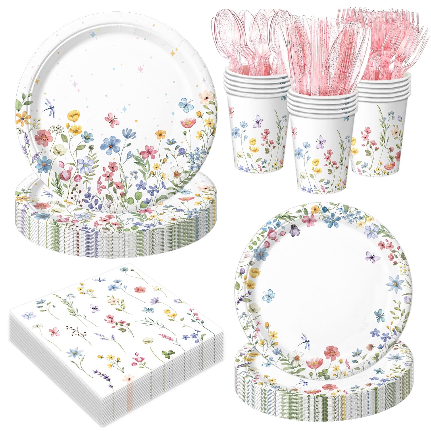 LINHAXM wildflower dinner plates in 9-inch size for elegant outdoor gatherings