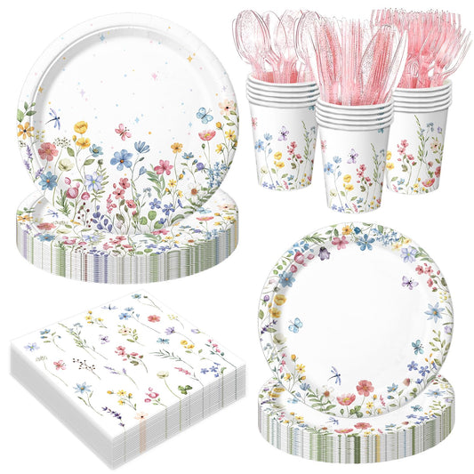 LINHAXM wildflower dinner plates in 9-inch size for elegant outdoor gatherings