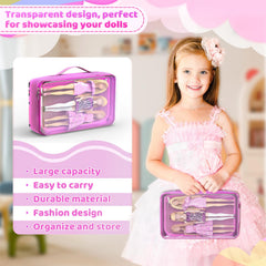 LININYHAO carrying case shows spacious interior for six dolls and outfits.