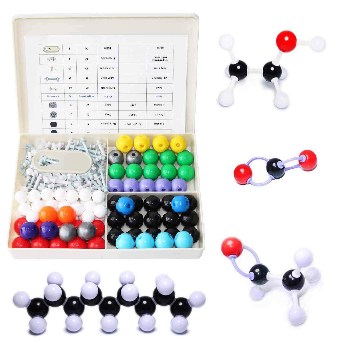 LINKTOR chemistry molecular model kit ball-and-stick model shows bonds in 3D