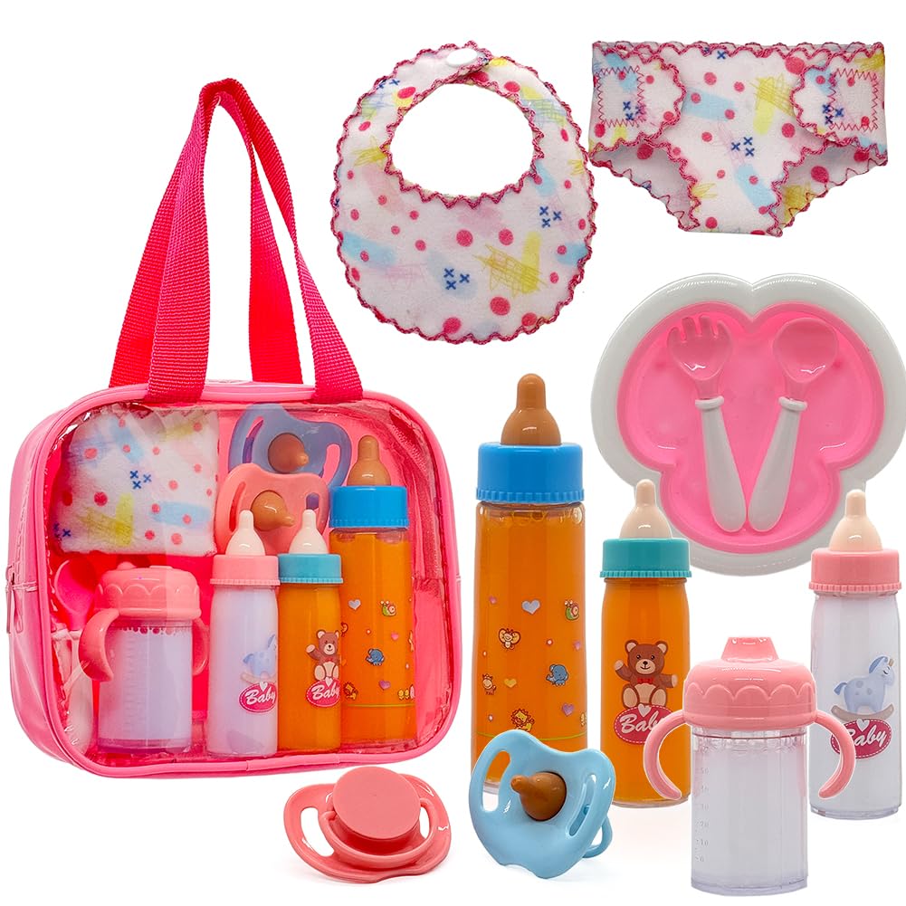 Linkyloop baby doll magic bottle with disappearing liquid enhances pretend feeding.