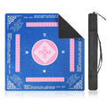Linoows Mahjong Mat top view with blue surface and pink squares for refined play.