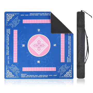 Linoows Mahjong Mat top view with blue surface and pink squares for refined play.