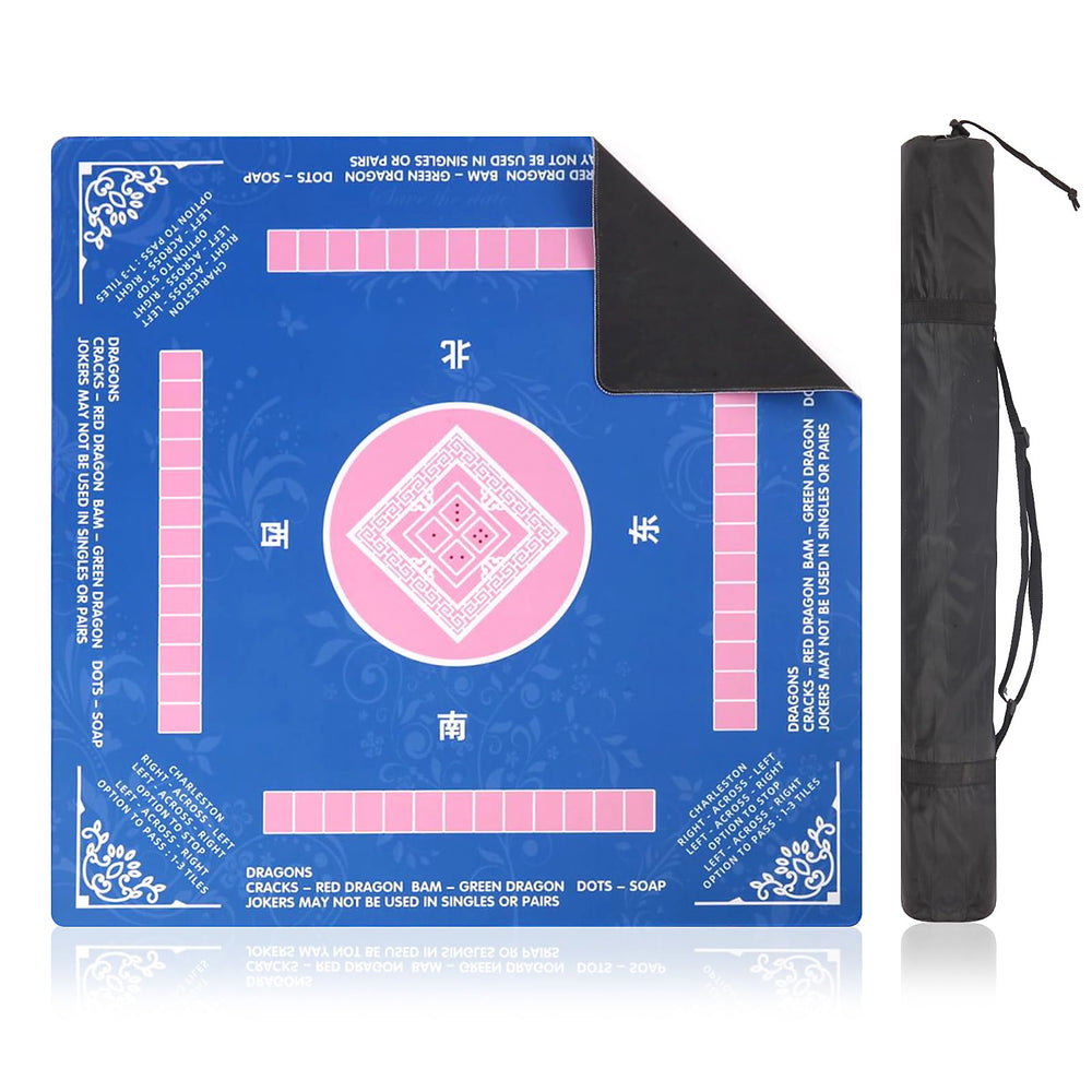 Linoows Mahjong Mat top view with blue surface and pink squares for refined play.