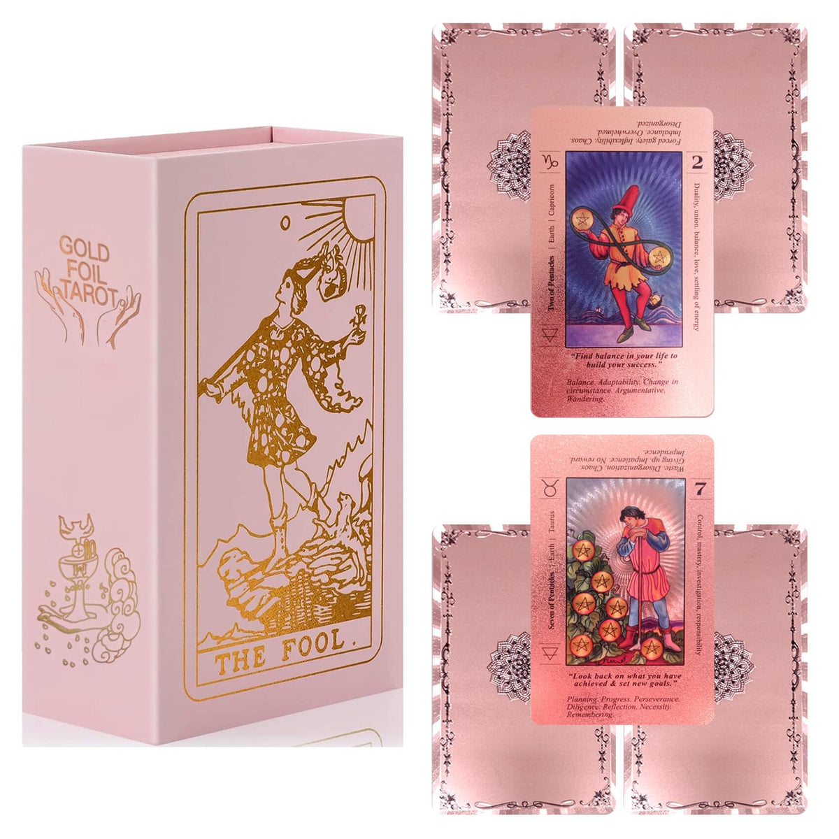 LINSINA tarot deck in pink guidebook helps beginners learn with ease