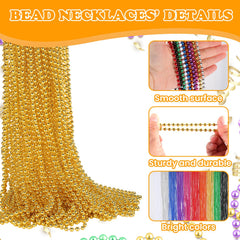 LINSIRON 33-inch gold beads ideal for Christmas pageants and gifts.