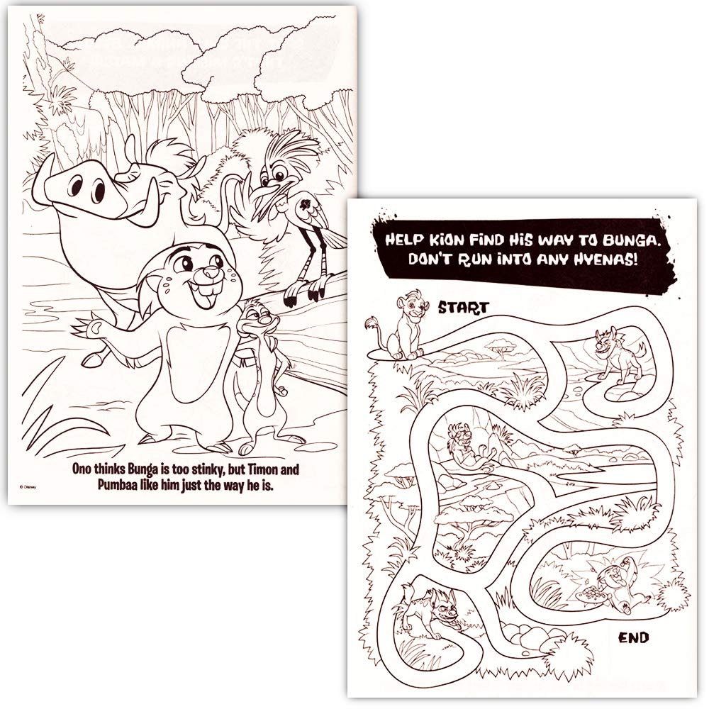 Inside pages feature Lion Guard characters for creative coloring sessions