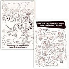 Inside pages feature Lion Guard characters for creative coloring sessions