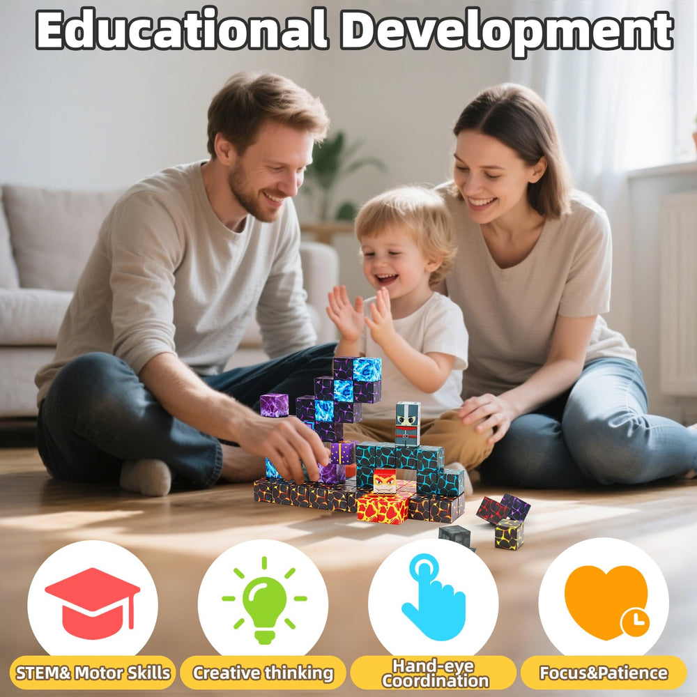 LionFuny magnetic blocks large 1-inch blocks for easier grip and stability.
