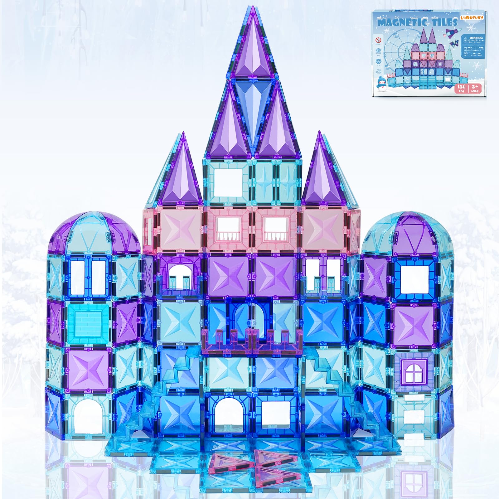 LionFuny magnetic tiles set encourages creative STEM play and hands-on building.