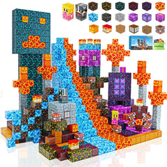 LionFuny volcano explore set display showing erupting volcano builds for imaginative play