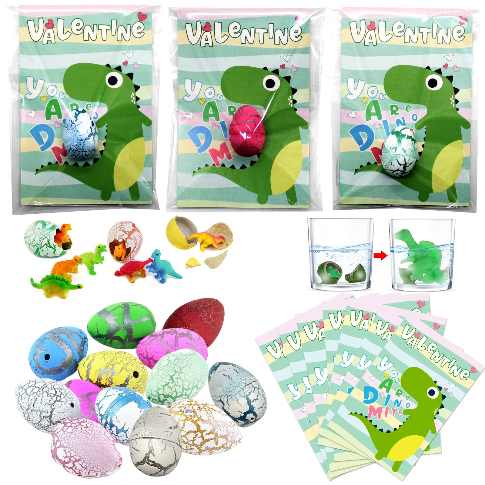 Lionoble Dino eggs Valentine kit with 30 cards, perfect classroom gifts.