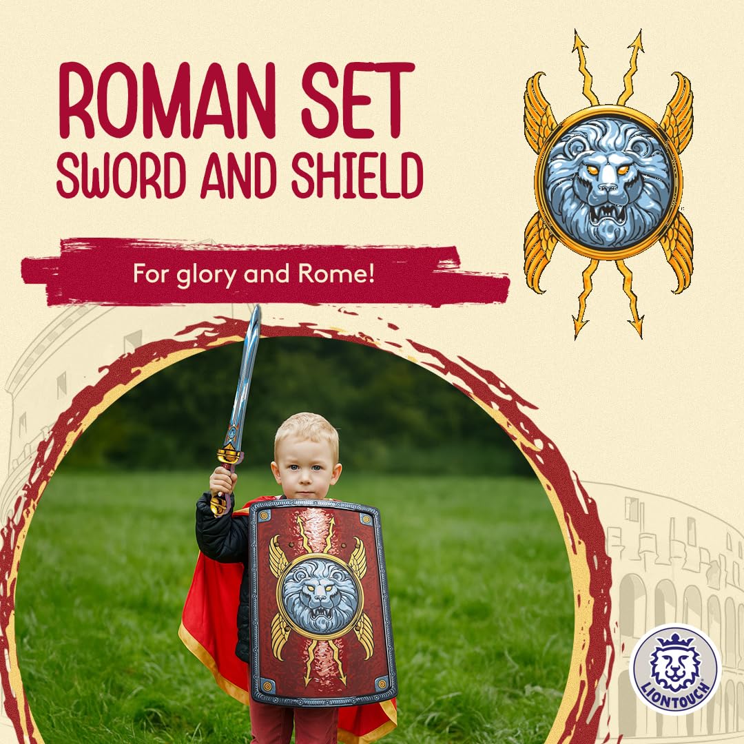Liontouch Roman shield foam for durable, imaginative gladiator dress-up adventures.