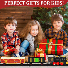 Lipneaed train set Christmas-tree display brings festive wonder to the living room.