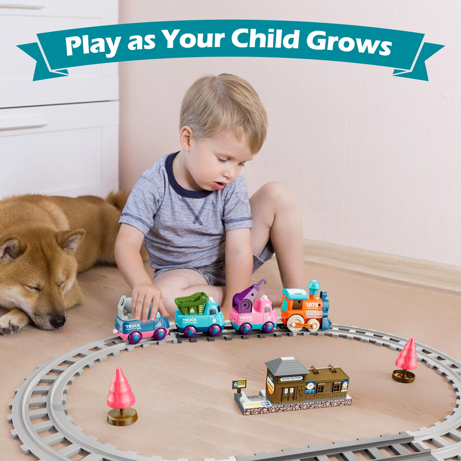 Lipneaed straight track pieces provide stable, sturdy rails.