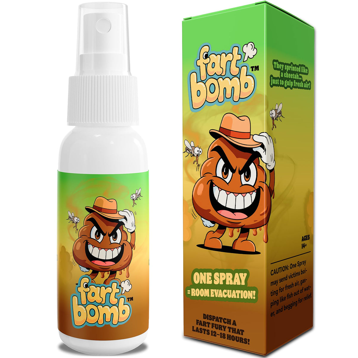 Liquid Assfart Spray bottle close-up showing prank-ready design.