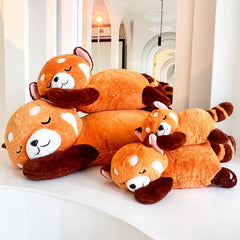 Liraziva Red Panda Plush on bed, ideal for comforting bedtime rituals.