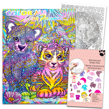 Lisa Frank coloring set cover featuring vibrant artwork for adult relaxation