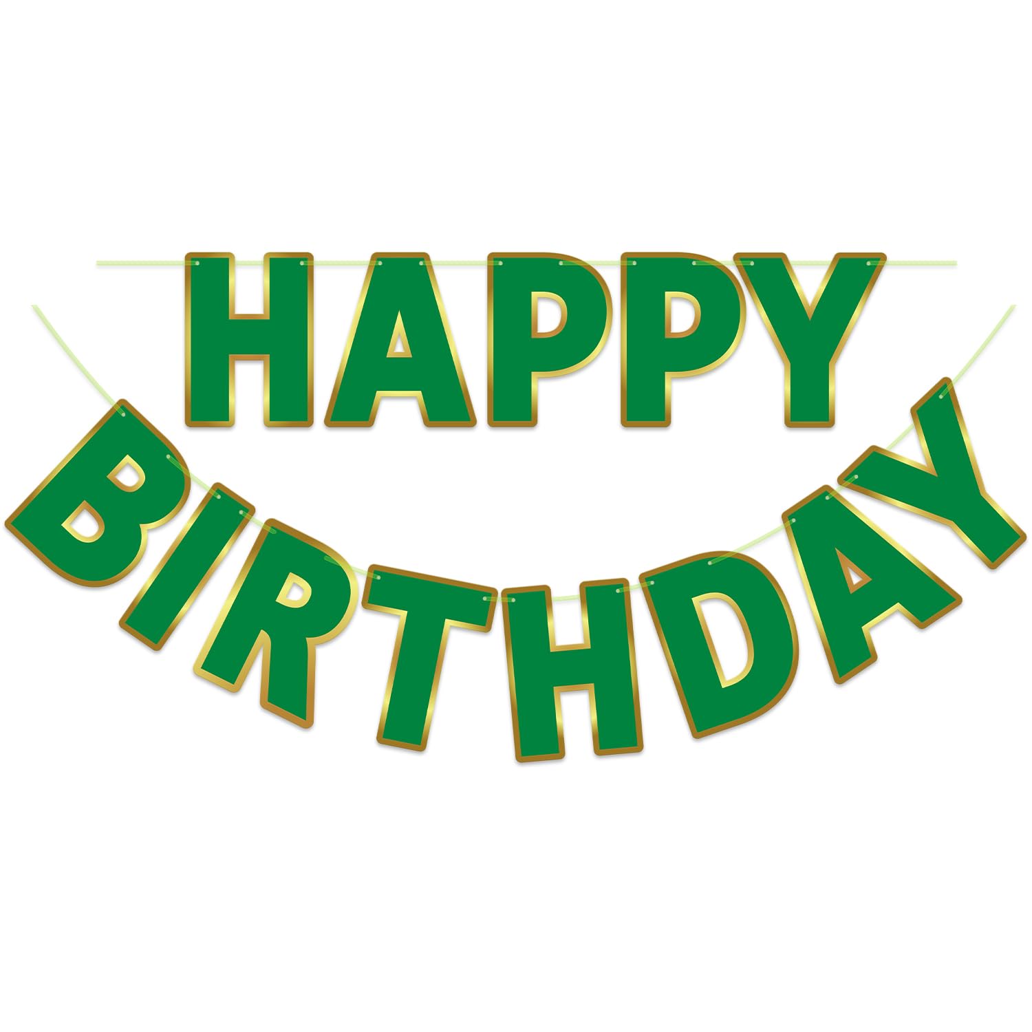 LITAUS Happy Birthday banner in green creates stylish party decoration