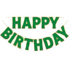 LITAUS Happy Birthday banner in green creates stylish party decoration