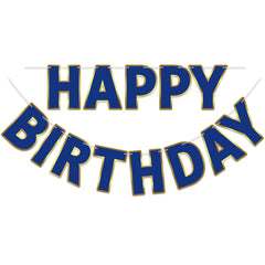LITAUS Happy Birthday Banner 9ft Navy Blue creates a bold photo backdrop for any party