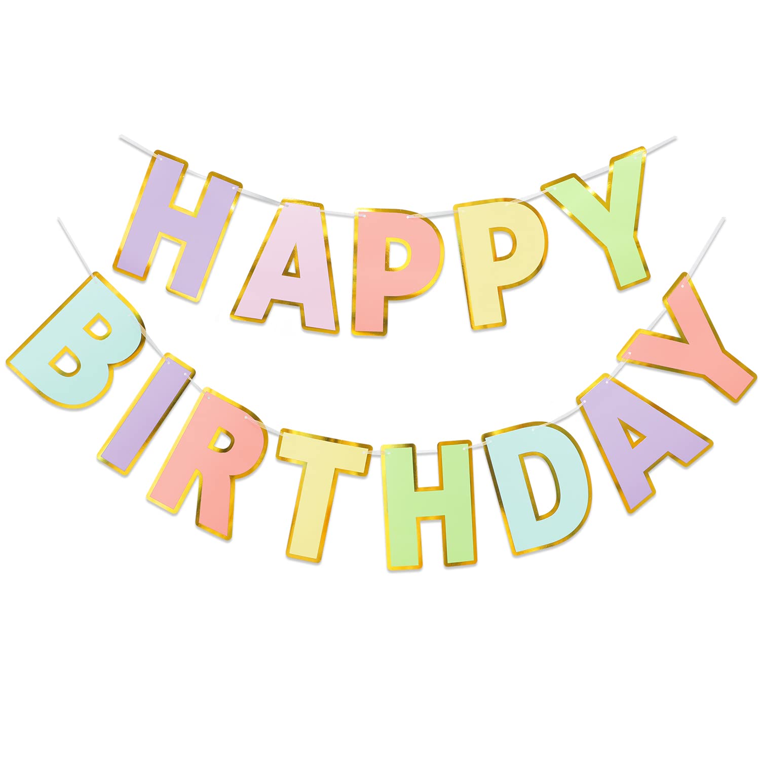 LITAUS Happy Birthday Banner 9ft pastel backdrop for celebrations