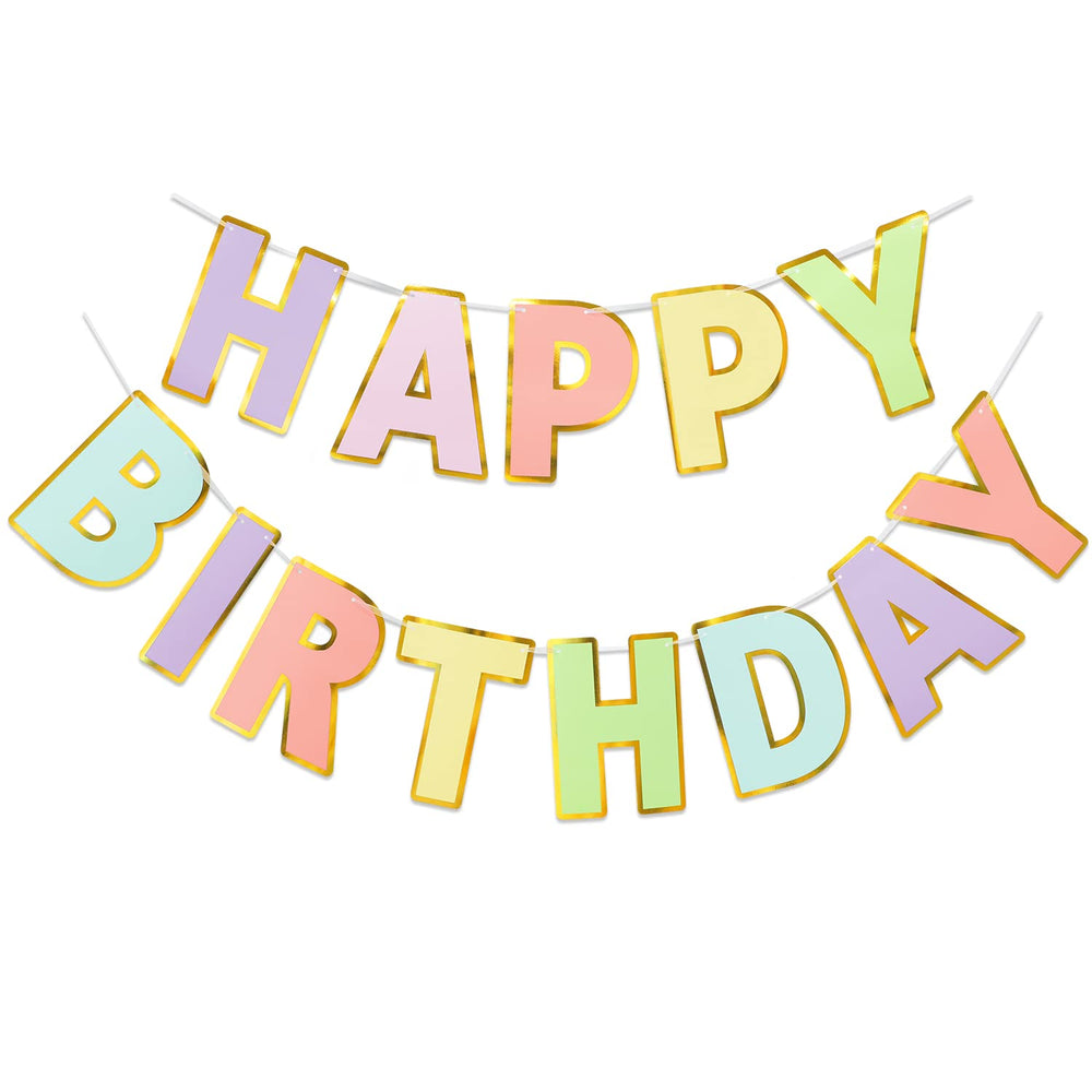 LITAUS Happy Birthday Banner 9ft pastel backdrop for celebrations