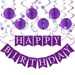 LITAUS pre-strung purple birthday banner for quick, cohesive decor