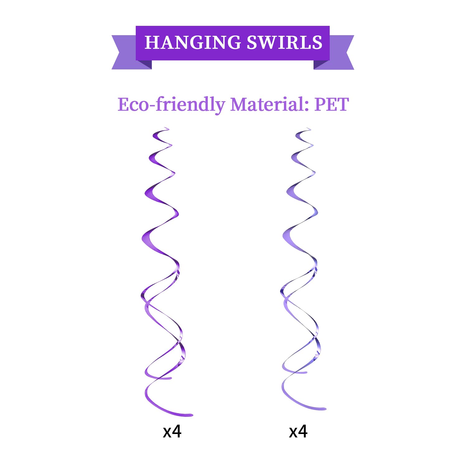 LITAUS purple hanging swirls elevate ceiling decor with movement