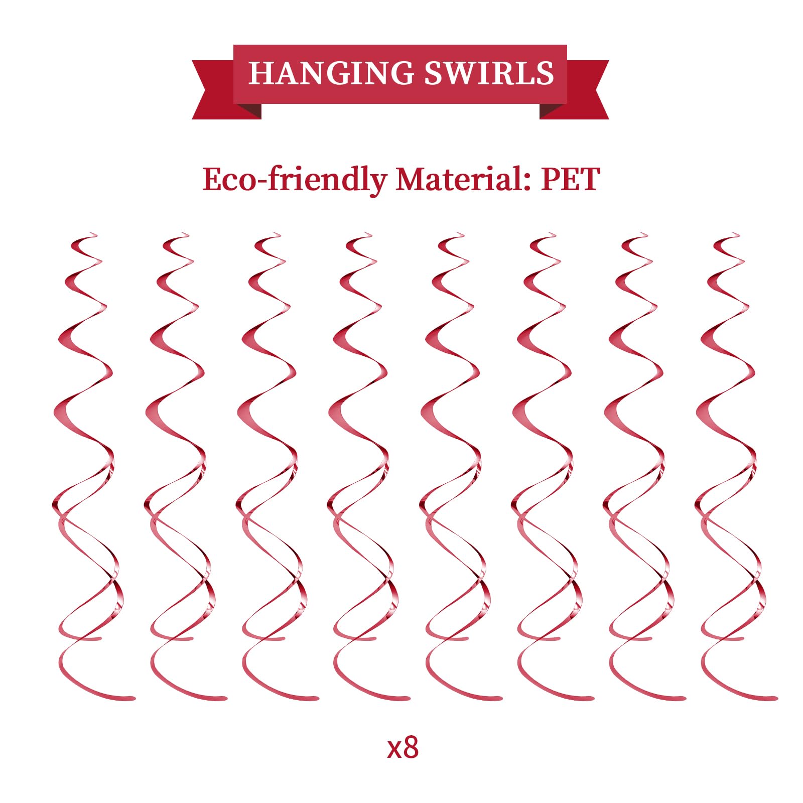 LITAUS red hanging swirls create playful movement