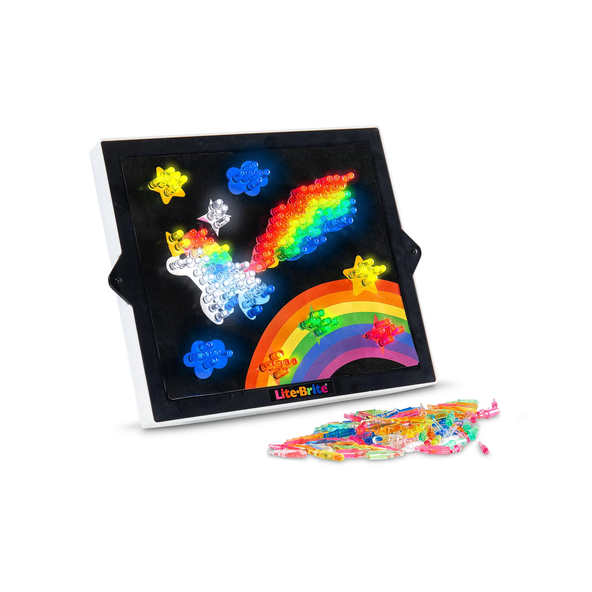 Lite-Brite Classic battery-powered LEDs stay cool while brightening art on the go.