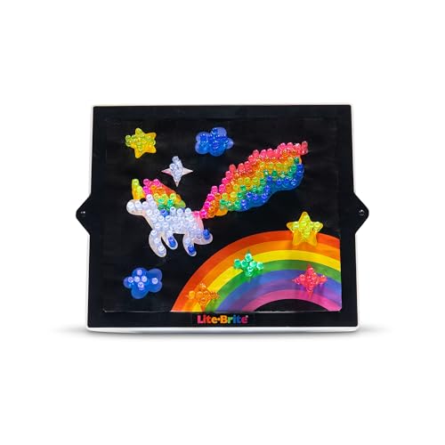 Lite-Brite Classic design templates guide kids into bright, simple artwork.