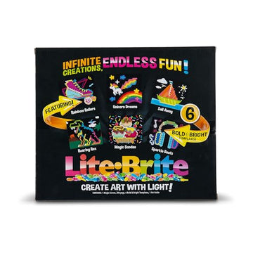 Lite-Brite Classic four light modes create dynamic displays for storytelling art.