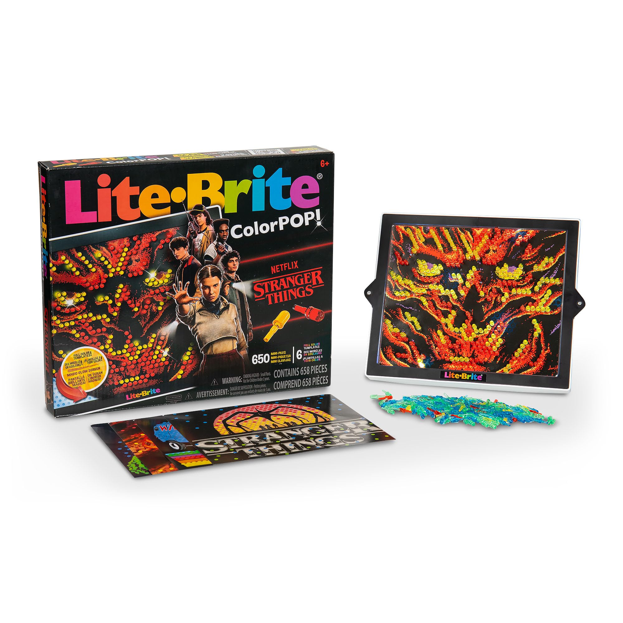 Lite-Brite Color POP Stranger Things Mind Flayer template glows with ultra-detailed color.