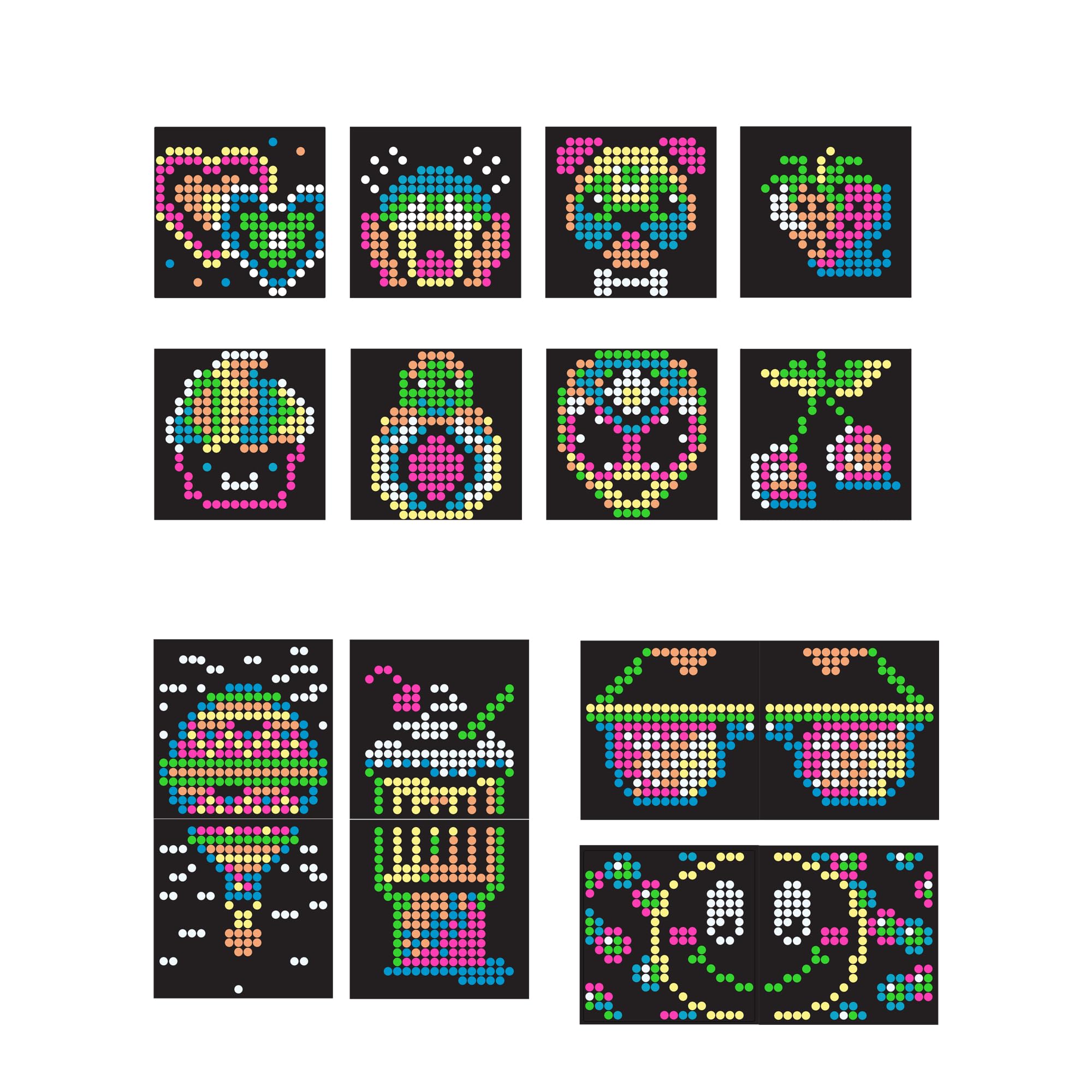 Lite-Brite Mini-X Connect templates guide kids in creating designs.