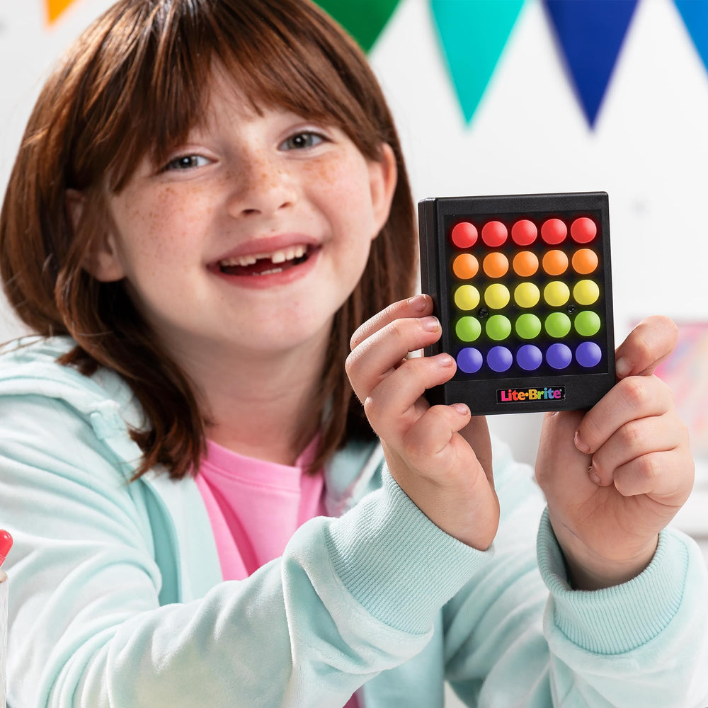 Lite Brite Touch Mini seven colors deliver vibrant visuals for art.