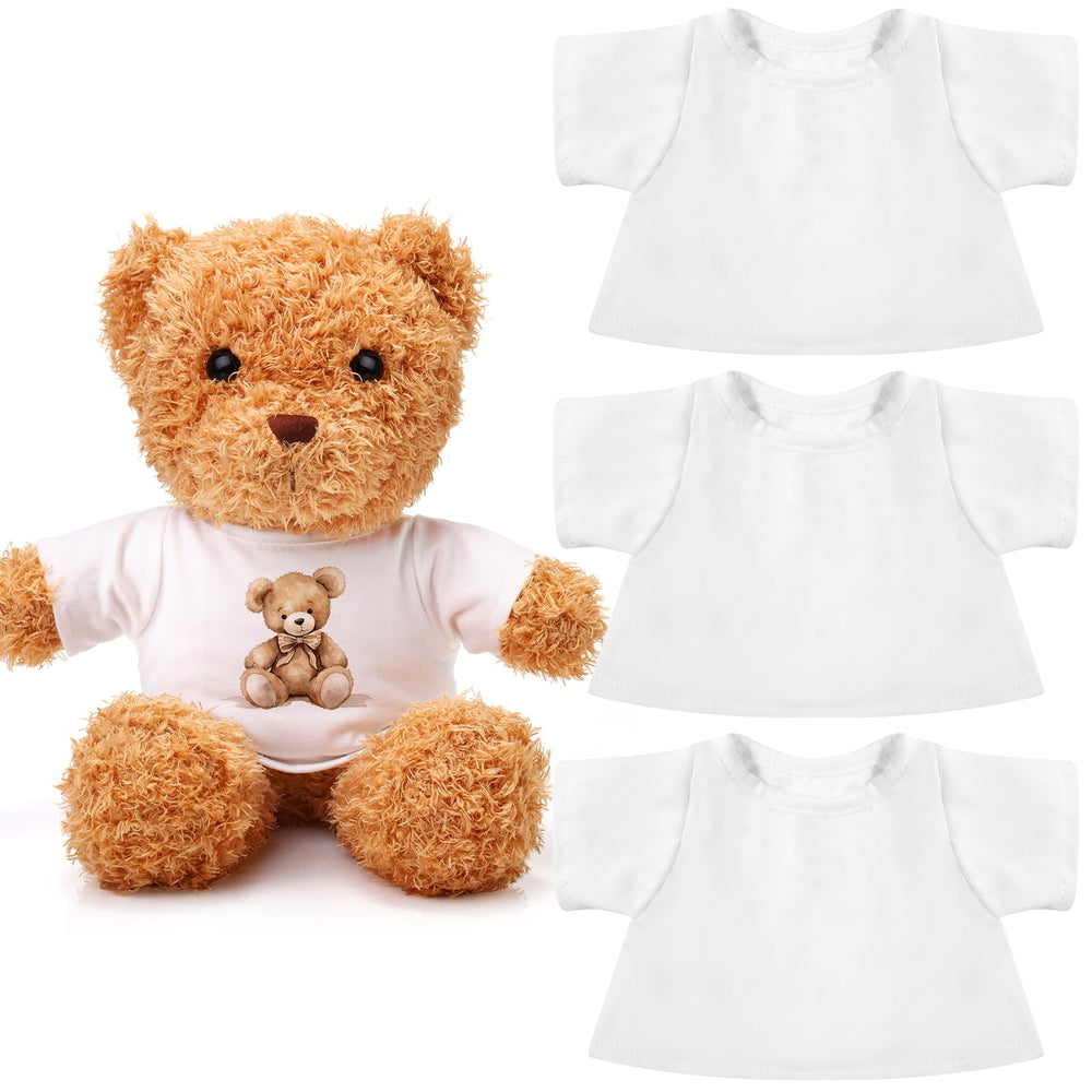Litherr S 3-pcs set of easy-fit shirts for 8-12 inch plush bears, ideal for DIY playtime.
