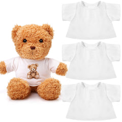 Litherr S 3-pcs set of easy-fit shirts for 8-12 inch plush bears, ideal for DIY playtime.