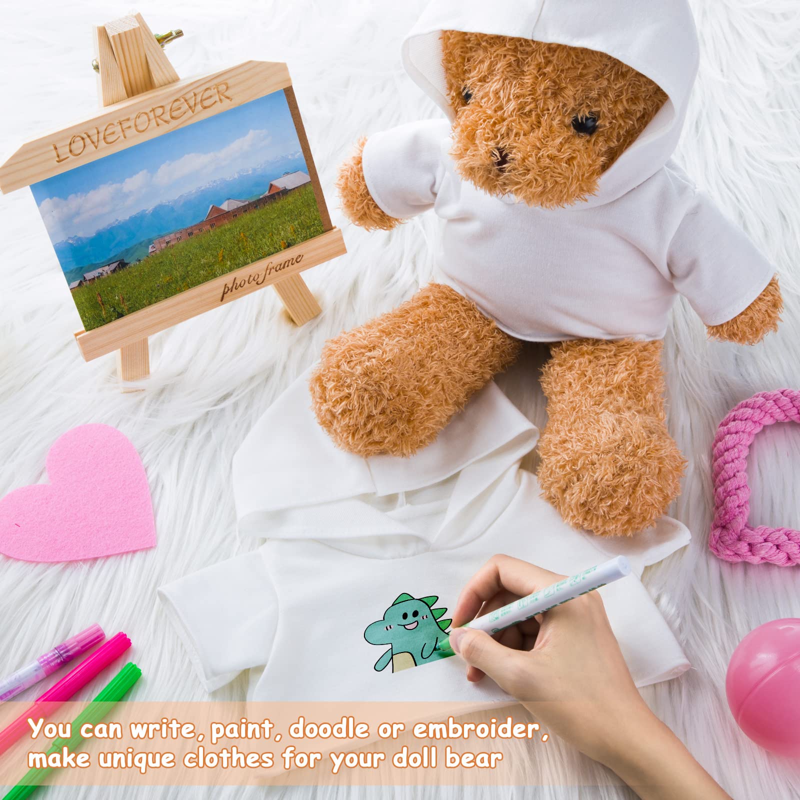 Litherr S hoodie shirts for plush bears, easy dressing and fun play