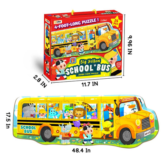 LithoConcepts four-feet jumbo puzzle assembled displays bright bus scene for learning