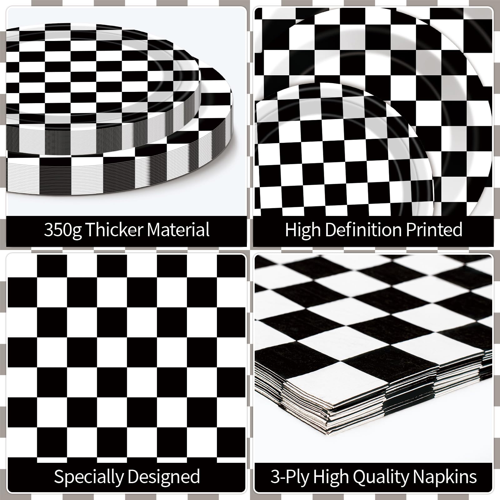 Litmitfu 6.5-inch checkered napkins provide quick cleanup and color pop