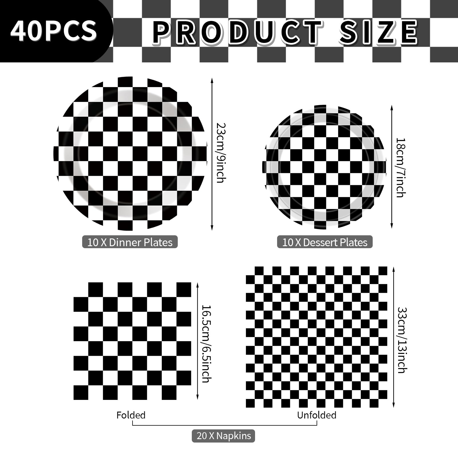 Litmitfu 7-inch dessert plates add playful checkered contrast to treats