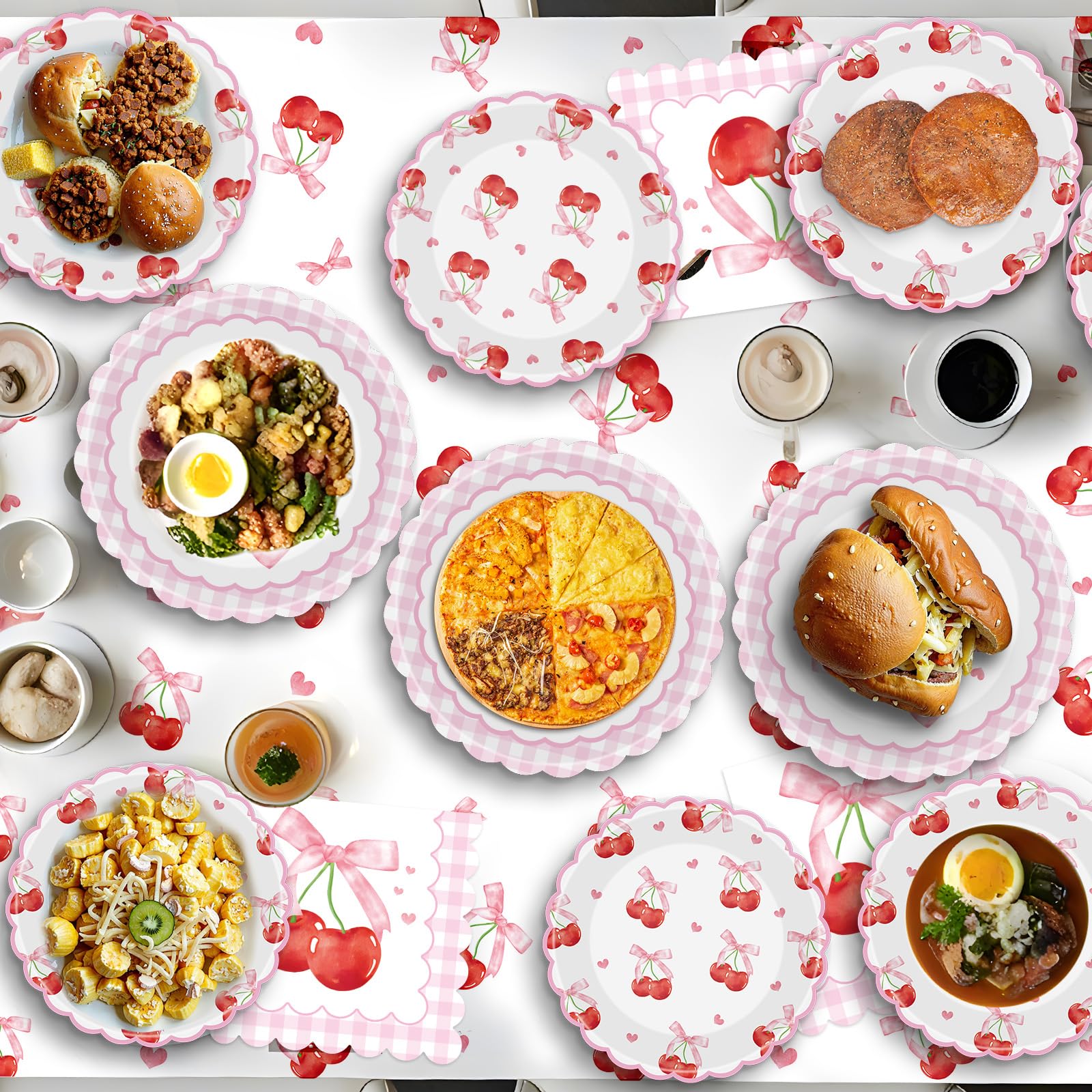 Litmitfu cherry dessert plates (7 inches) ideal for cake and fruit portions